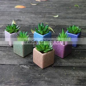 Whosale Different Colours Decoration Square Ceramic Bonsai Pots China With Hole thumbnail-1