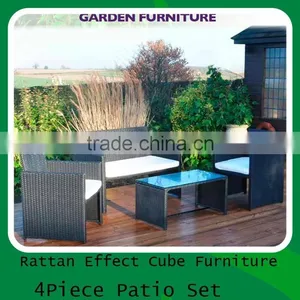 Fire Redardant Fabric Standard 4 Pcs Plastic Outdoor Black ot Blue Rattan /wicker Effect Furniture Set thumbnail-5