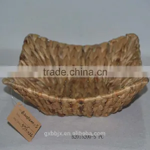 Natural Hand-woven Water Hyacinth Storage Basket With Metal Frame thumbnail-1