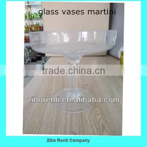 Elegant Wedding Decor Vintage Large Art Vase Short Stem Clear Glass Martini Vase thumbnail-1
