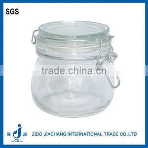 CK01 Clear Cylinder Glass Airtight Jar With Clamp Lid and Rubber Seal for Honey ,coffee ,sugar ,food thumbnail-1