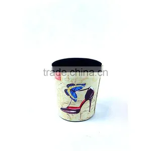 Beautiful High Heels Print Waste Bin Faux Leather Standing Trash Can thumbnail-2