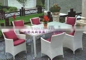 Rattan Garden Dining Table Setting thumbnail-1