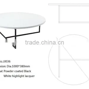 Euro Style White Highlight Lacquer Round Coffee Table thumbnail-2