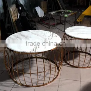 European Style Coffee Table Glass Side Table Stainless Steel Gold Side Table C8099 thumbnail-2