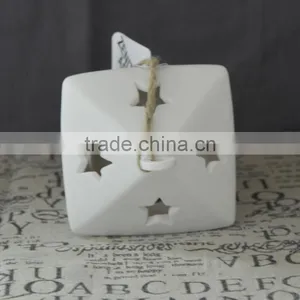 Star Christmas Tree Hollow Design Ceramic X'mas T-light Holder House Hanging thumbnail-4