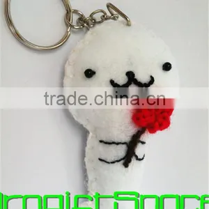 2017 Cute White Bunny With Flower Felt Keychain Made in China thumbnail-1