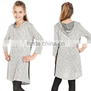 Kids Apparel Wholesale High Quality Custom Plain Blank Sports Spring Girls Long Sleeve Hoodie Dress China Suppliers thumbnail-1