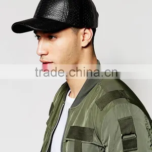 Hip Hop Style Custom Logo PU Leather Caps Black Color thumbnail-1