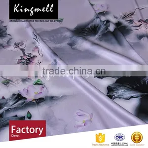 Custom Lotus Flower Digital Printed Silk Satin Fabric Cloth Material Fabric thumbnail-1