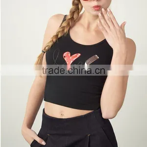 Custom Black Printed Girl Tank Tops Wholesale thumbnail-1