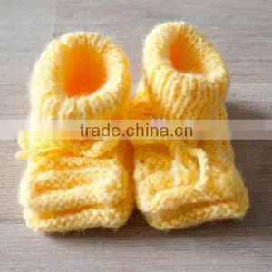 Wholesale Bright Gold Wool Knitting Shoes Toddler Infant Indoor Crochet Shoes thumbnail-1