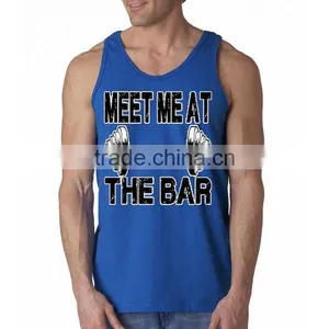 Custom Fashion Design Printed Wholesale Mens 100% Cotton Gym Tank Top thumbnail-5