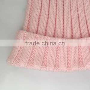 Myfur Baby Pink Bright Wool Knit Hat Wholesale With Real Fox Fur Pom Pom thumbnail-6