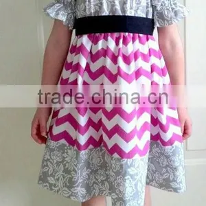 Nova Kids Clothing Wholesale Kids Clothes Girls Zig Zag Chevron Baby Dresses With Floral Girls Cute Chevron Princess Dress thumbnail-1