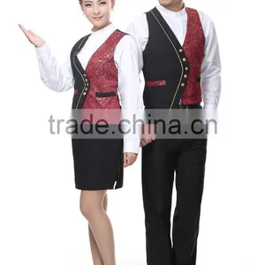 Juqian Custom 5 Start Summer Restaurant Manager Hotel Waiter Receptionist Uniform Designs With Embroidery Vest thumbnail-2