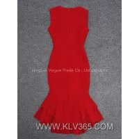 New Fashion Dress Design Elegant Ladies Red Mermaid Evening Dress thumbnail-3