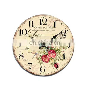 Antique Handmade Screen Printing Decorative Wall Wooden Cuckoo Clock thumbnail-1