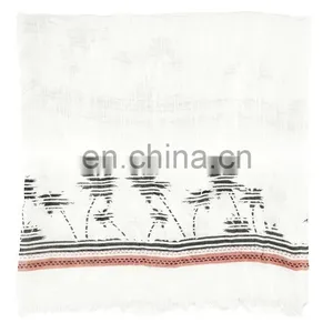 Wholesale Hot Selling Cheap Price White Scarf Palm Striped Tree Print Scarf for Women thumbnail-2