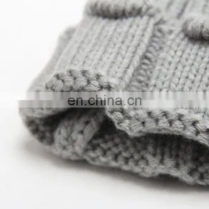 Crochet Pom Pom Hats Kids Child Knitted Winter Hats With Large Poms thumbnail-6