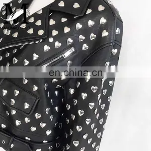 High Quality Custom Design Fashion Motocycle Biker Black Genuine Leather Short Jacket Women thumbnail-5