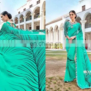 Designer Printed Georgette Saree. thumbnail-3