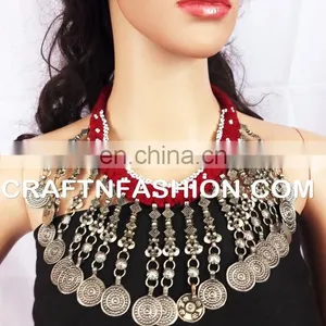 Vintage Afghan Kuchi Tribal Megh Craft Necklace Vintage Afghanistan Kuchi Nomad Old Tribal Choker Gypsy Necklace thumbnail-1