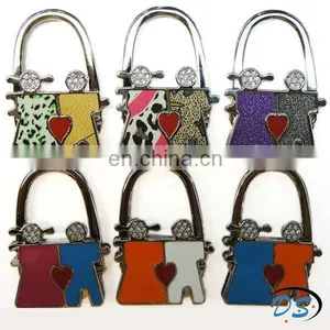 New Stylish Foldable Bag Purse Handbag Hook Hanger Holder Heart Shape For Lover thumbnail-1
