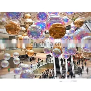 Popular Decorative Hanging Balloon Holiday Inflatables Silver Golden Color Blow Up Mirror Ball for Shop thumbnail-1