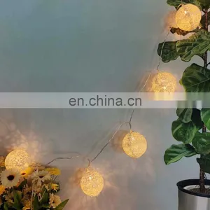 Battery Operated LED String Light 10 Cloth Plastic Ball Valentine Wedding Party Decoration Light thumbnail-3