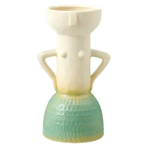 Creative Human Face Wholesale Art Hand Made Unique Nordic Style Ceramic Vase For Gift thumbnail-1
