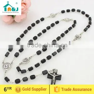 Rosary Wood Prayer Beads Rosary - CATHOLIC Rosary Crucifix Necklace thumbnail-1