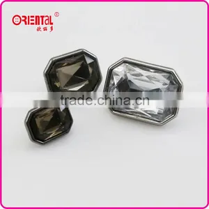 Fashion Polygon Silver Plated Decorative Crystal Acrylic Button thumbnail-2