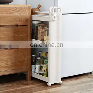 Slim Space Saving Kitchen Accessories Assemble Type Foldable Slide Plastic Kitchen Storage Racks Trolley Organizer thumbnail-1