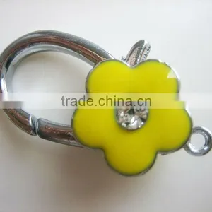 DIY Fashion Accessory Rhinestone Enamel Flower Lobster Clasp Charm thumbnail-1