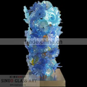 Blue Murano Glass Flower Sculpture thumbnail-1