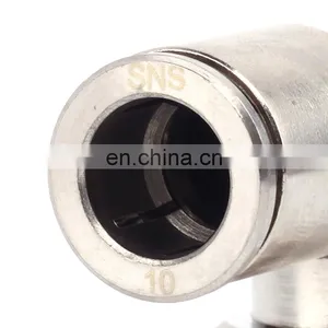 SNS JPL Series Nickel Plated Brass Male Elbow Push to Connect Pneumatic Tube Fitting Air Hose Connector thumbnail-2