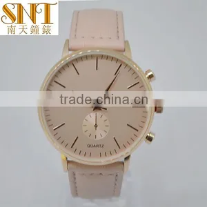2016 Vogue Womens Watches Leather Strap Casual Life Style Rose Gold Plated Quartz Classic Style thumbnail-2