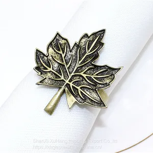 Top Selling Antique Metal Leaf Design Tabletop Accessories Napkin Ring for Party Use Table Decoration thumbnail-1