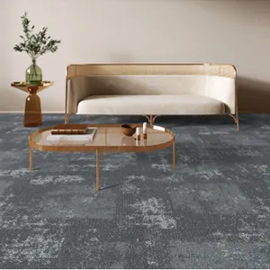 B1 Fireproof 100% PP Carpet Tiles 1m x 1m Solution Dyed Level Loop Carpet Tiles With PE / PVC Backing for Office & Commercial Flooring thumbnail-2