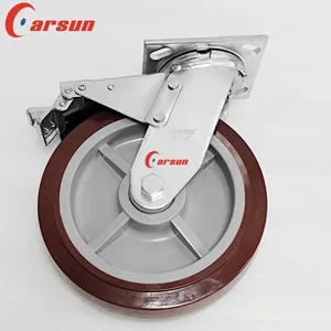 Carsun Heavy Duty Caster Wheels 8 Inch Polyurethane PU Wheels Industrial Swivel Caster With Brake thumbnail-4