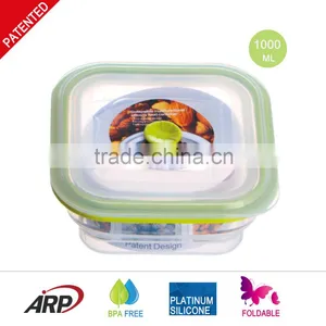 Non-stick Double Color Silicone Lunch Box Collapsible Food Container thumbnail-3