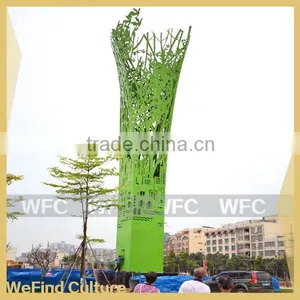 Large Outdoor Metal Iron Tree Sculpture With Green Lacquered thumbnail-1