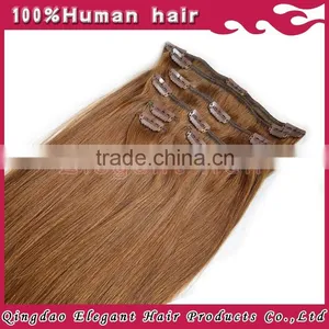 2015 Factory Price Hot Sale!!! Full Head Full Cuticle Double Weft Clip in Human Hair Extensions thumbnail-2