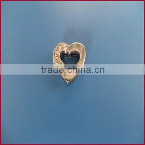 10mm Wearing Parts Half Rhinestones Slide Heart Charm Wholesale thumbnail-3