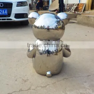 Stainless Steel Lovely Sitting Bear Sculpture thumbnail-4