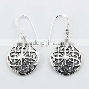 Sterling Silver Celtic Flower Knot Dangle Earrings thumbnail-1