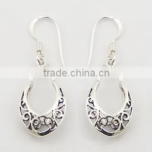 925 Ajoure Silver Dangle Earrings Open Oval thumbnail-1