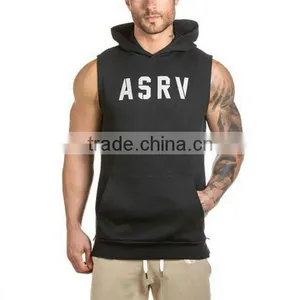 Wholesale Mens Cotton Sleeveless Pullover Gym Hoodies thumbnail-1