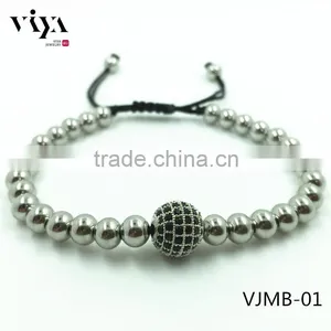 Newest Fashion Unzex Wrap Rope Beads Bracelet With Stainless Steel Bead Bracelet 7" thumbnail-4